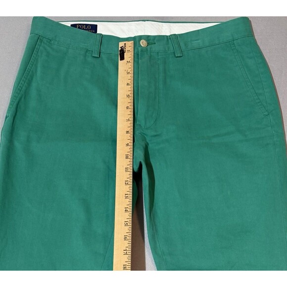 Polo Ralph Lauren Chino Pants Slim Fit Flat Front Green 100% Cotton Men's 33x32 - Picture 3 of 8